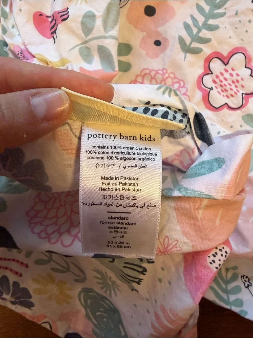Pottery Barn Kids Sasha Garden Standard Sham Pillow Case 100% Organic Cotton EUC